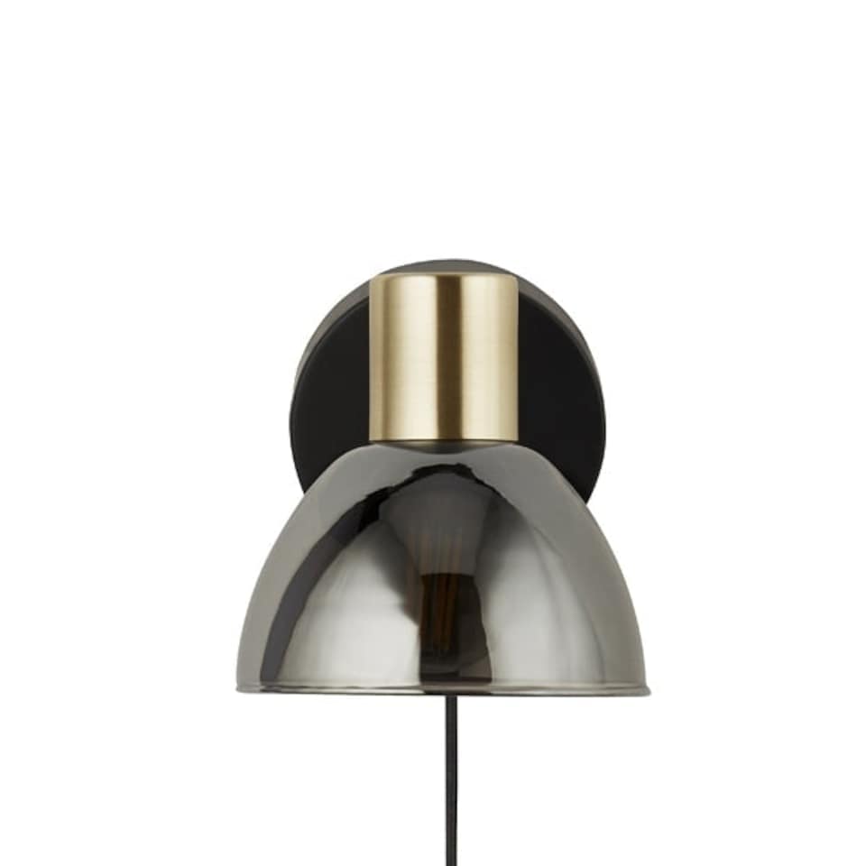 image 1 of Elisa Plug In Smoked Glass Wall Light