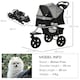 image 4 of PawHut Folding 3 Wheel Pet Stroller Travel Adjustable Canopy Storage Brake Grey