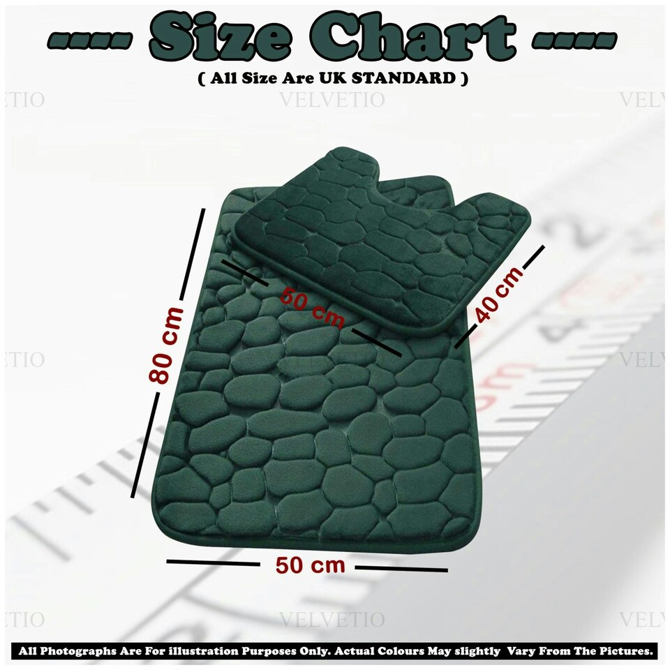 image 1 of VELVETIO 2Pc Pebble Bath Mat Set Memory Foam Bathroom Toilet Rugs Green | Sage Green