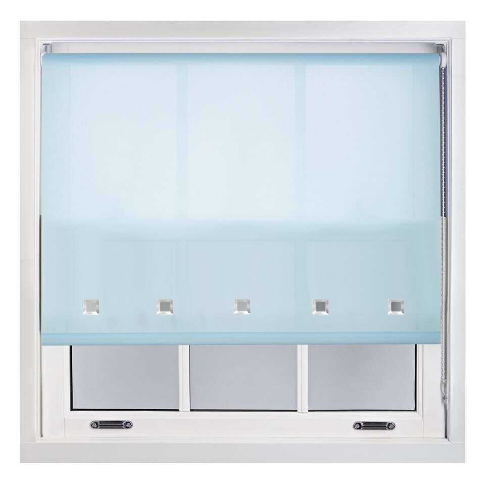 image 1 of FURNISHED Roller Blinds Daylight Square Eyelet Light Filtering Easy Fit Trimmable Window Shade | Blue | Duck Egg Blue