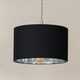 image 1 of ValueLights Reni Black & Chrome Drum Shade 3 Drop Bar Chrome Diner Ceiling Pendant Light Silver