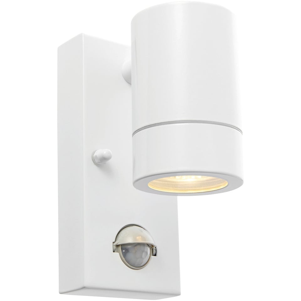 image 1 of Outdoor IP44 Wall Downlight with PIR Sensor - 7W GU10 LED - Gloss White