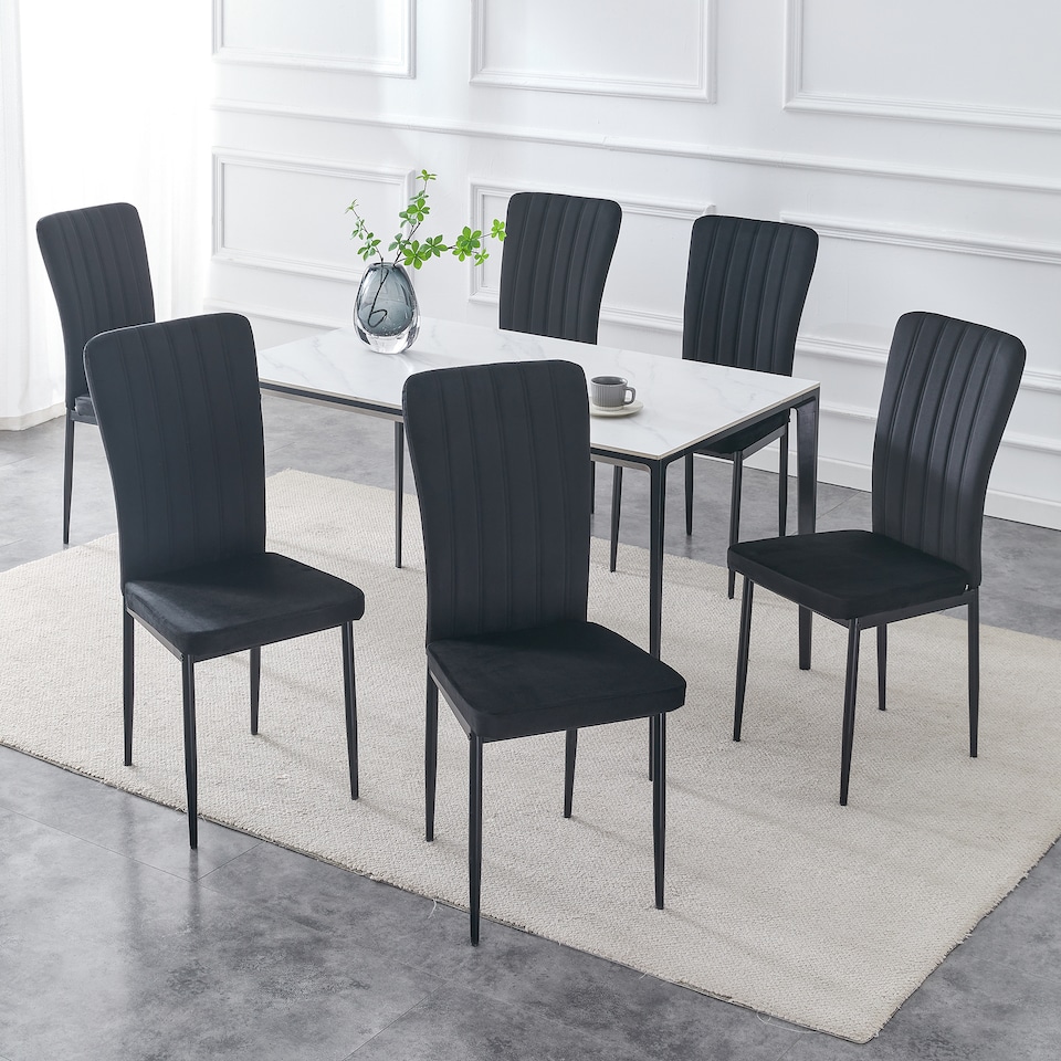 image 1 of MCC Direct Set of 6 Velvet Dining Chairs Upholstered Kitchen Accent Chairs Elle