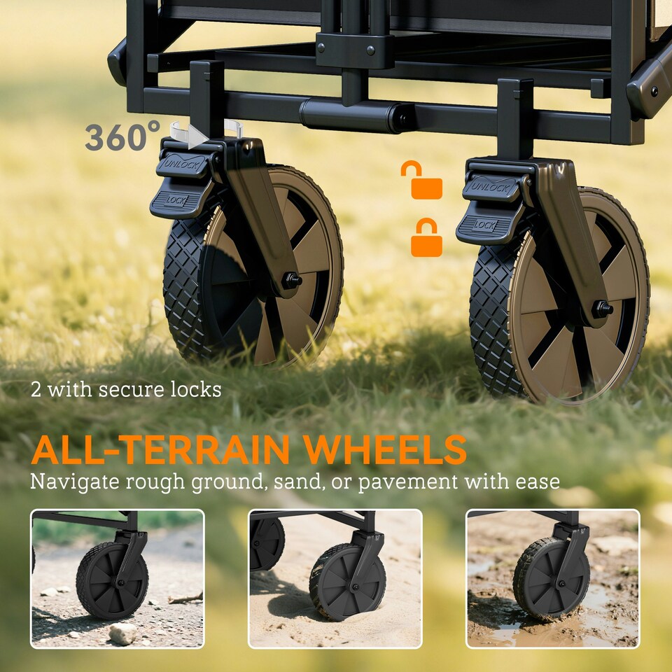 image 1 of Outsunny Folding Outdoor Storage Trolley Cart Bag Telescopic Handle Brakes Black