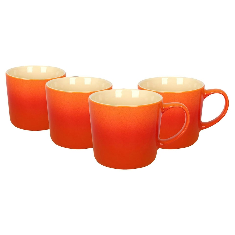 image 1 of Argon Tableware New Bone China Mugs - 330ml - Orange Ombre - Pack of 4 Orange