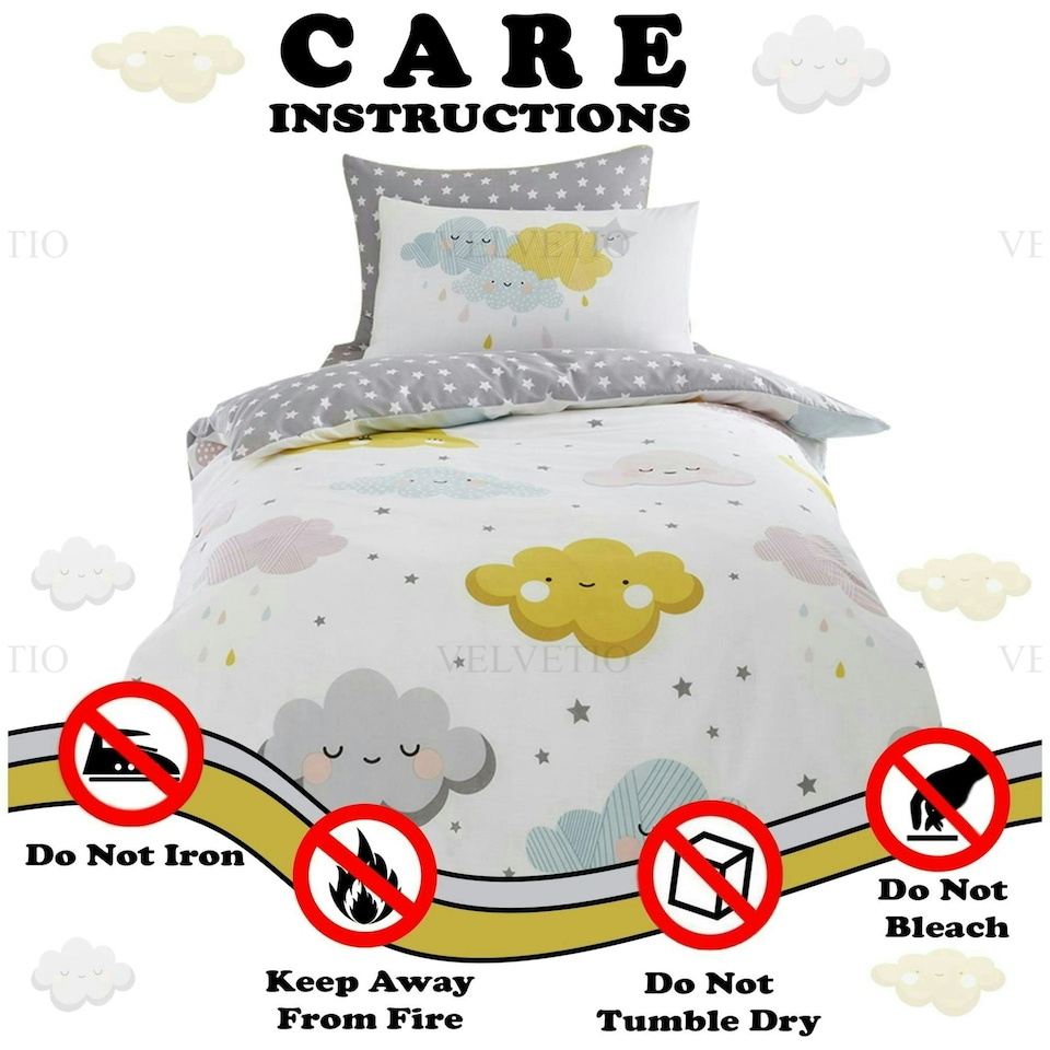 image 1 of VELVETIO Happy Clouds Duvet Cover Set Easy Care Kids Bedding Coverlet Multi | Single