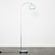 image 1 of ValueLights Designer Style Polished Chrome Stem Floor Lamp With Pale Blue Metal Dome Light Shade With LED GLS Bulb in Warm White | Blue