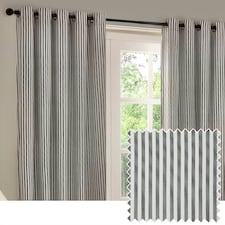 Yard Hebden Striped Cotton Grey Eyelet Curtains 229 x 229cm Multi