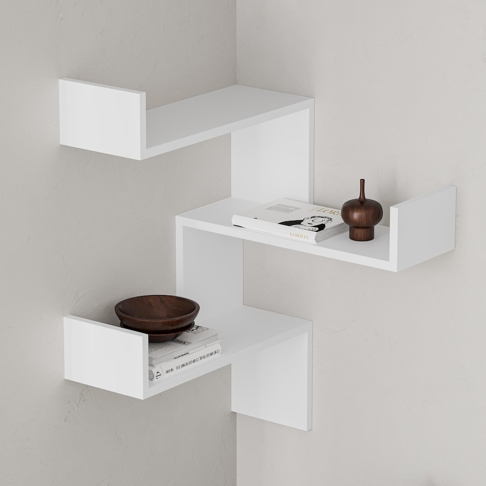 image 1 of Decortie Luksa Corner Wall Shelf 60x60x89cm White