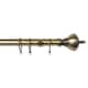 image 1 of 35mm Fixed Length Metal Curtain Pole Set Antique Brass Vienna Finial 290cm | Bronze | Bronze