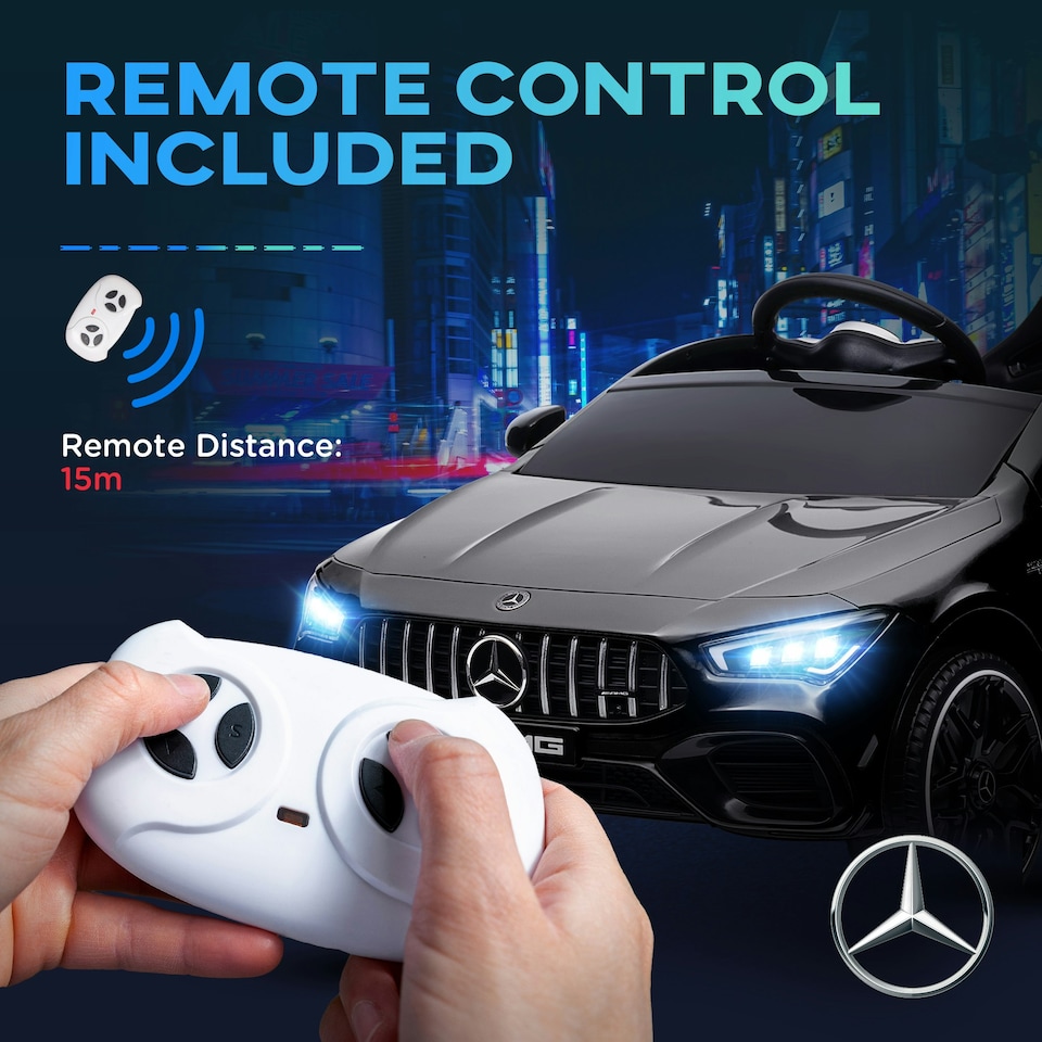 image 1 of AIYAPLAY Mercedes-Benz AMG CLA 45 Licensed 12V Ride on Car w/ Music - Black