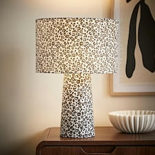 ValueLights Bertie Leopard Print Full Fabric Table Lamp with LED Bulb Brown