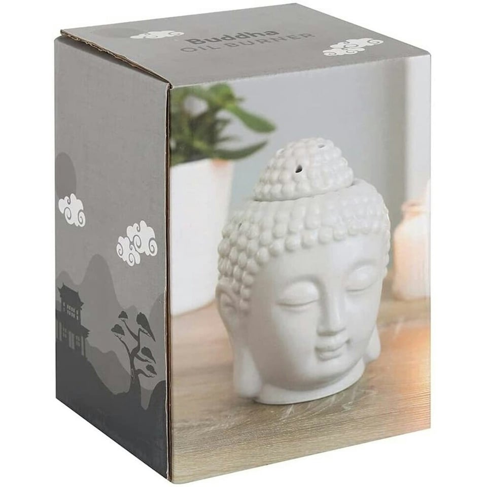 image 1 of Something Different Buddha Head Oil Burner - Grey - 10cm x 11cm x 10cm