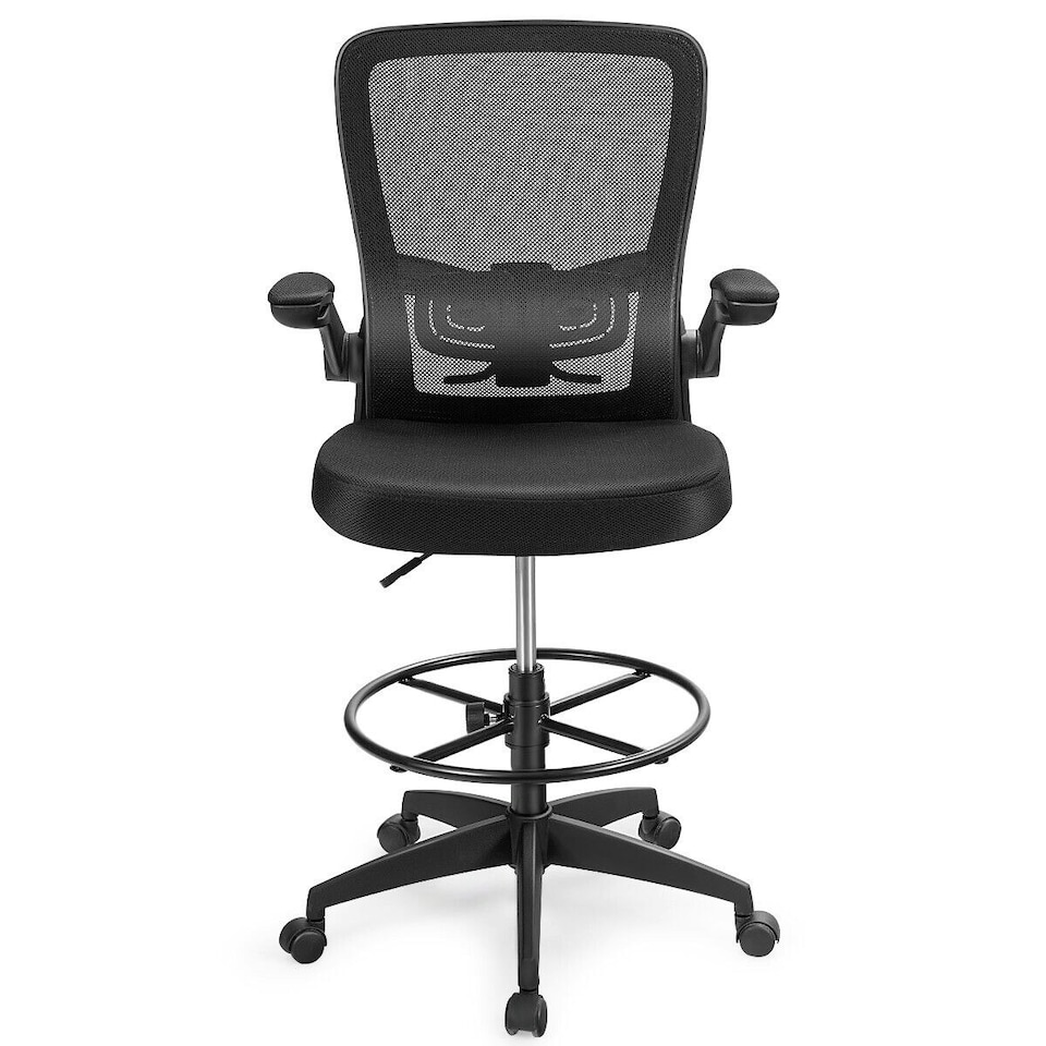 image 1 of COSTWAY High Back Mesh Drafting Chair Tall Office Chair Black