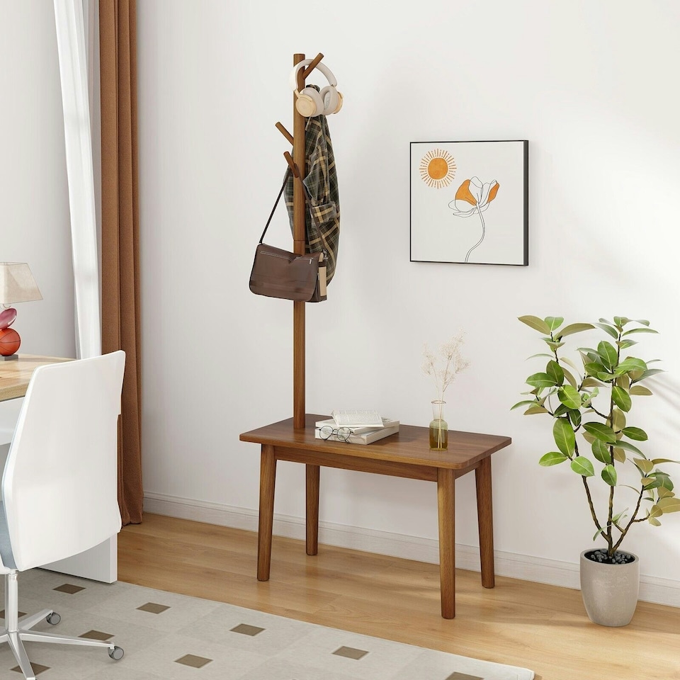 image 1 of COSTWAY Coat Tree 2-in-1 Freestanding Hanger Stand Coat Rack N/A | One Size