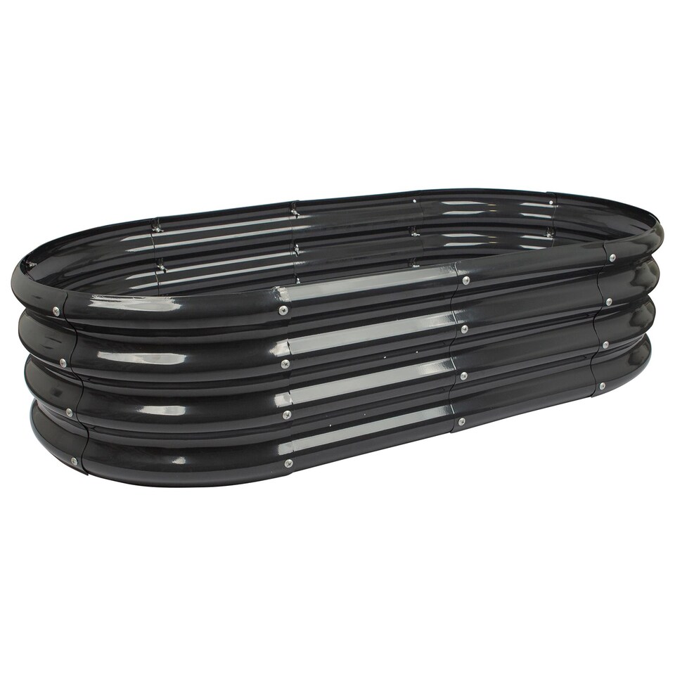 image 1 of Harbour Housewares Rounded Galvanised Steel Raised Garden Bed - 120cm x 60cm - Anthracite | Black | Anthracite