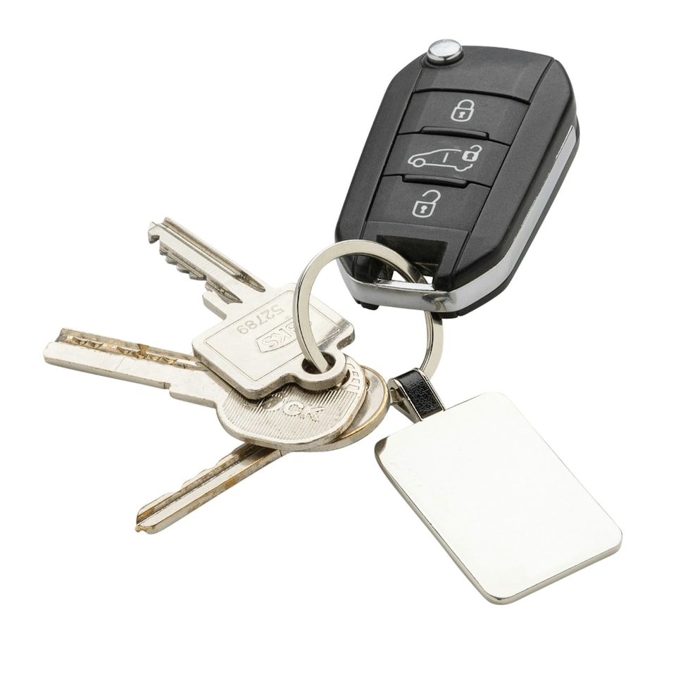 image 1 of XD Collection Rectangle Recycled Keyring - Silver - One Size