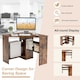 image 9 of COSTWAY Corner Desk Computer Table Workstation w/ Shelves Brown Brown