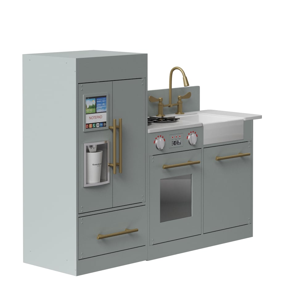image 1 of Teamson Kids Little Chef Charlotte Modern Play Kitchen, Silver Gray/Gold