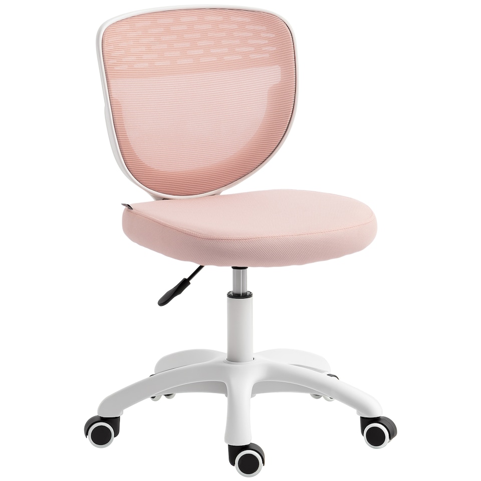 image 1 of HOMCOM Armless Office Chair with Mesh Back, Pink