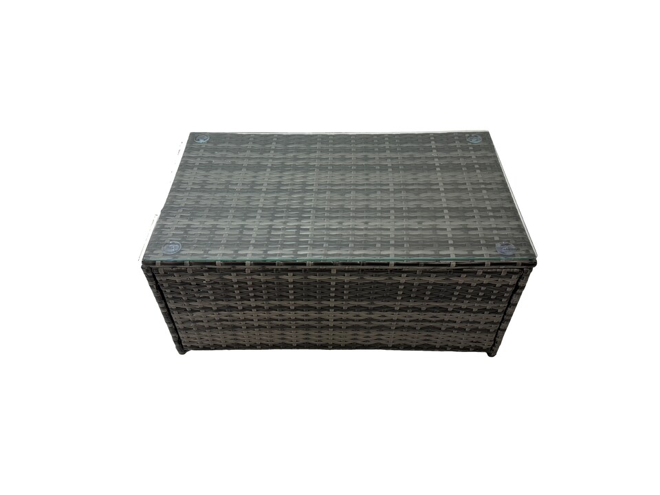 image 1 of Fimous Patio Sofa Oblong Coffee Table Set Rattan Garden Furniture Set with Chair Side Table Dark Grey Mixed