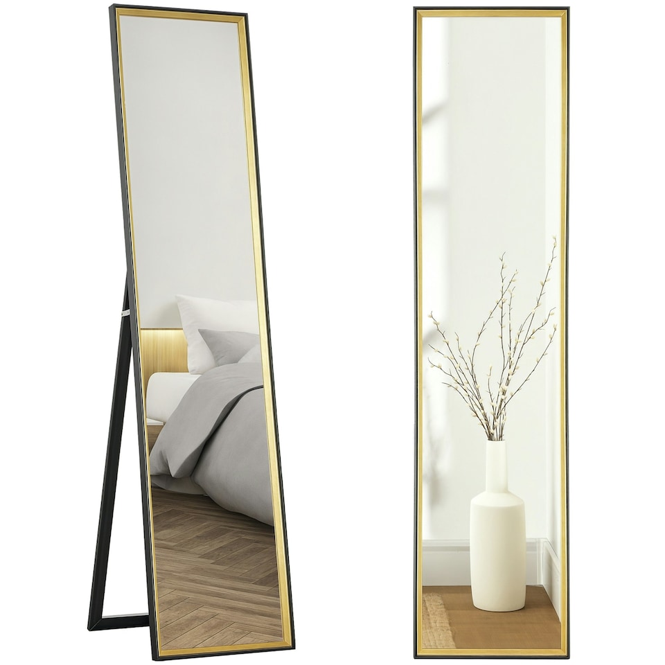 image 1 of HOMCOM Full Length Mirror Wall Mount Leaning Standing Mirror, Black
