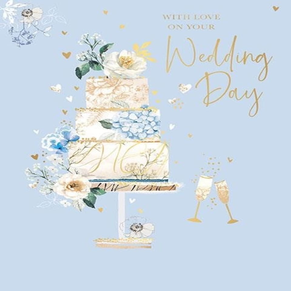 Words 'n' Wishes Wedding Card - With Love on Your Wedding Day, 22.5 x 16.3 cms, Multi-coloured, Made in the UK