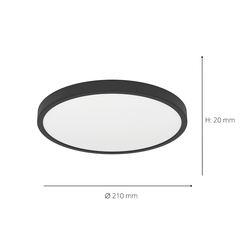 image 1 of EGLO Fueva 6 Ultra-Slim Surface-Mounted Black Round LED Ceiling Light WBS Black