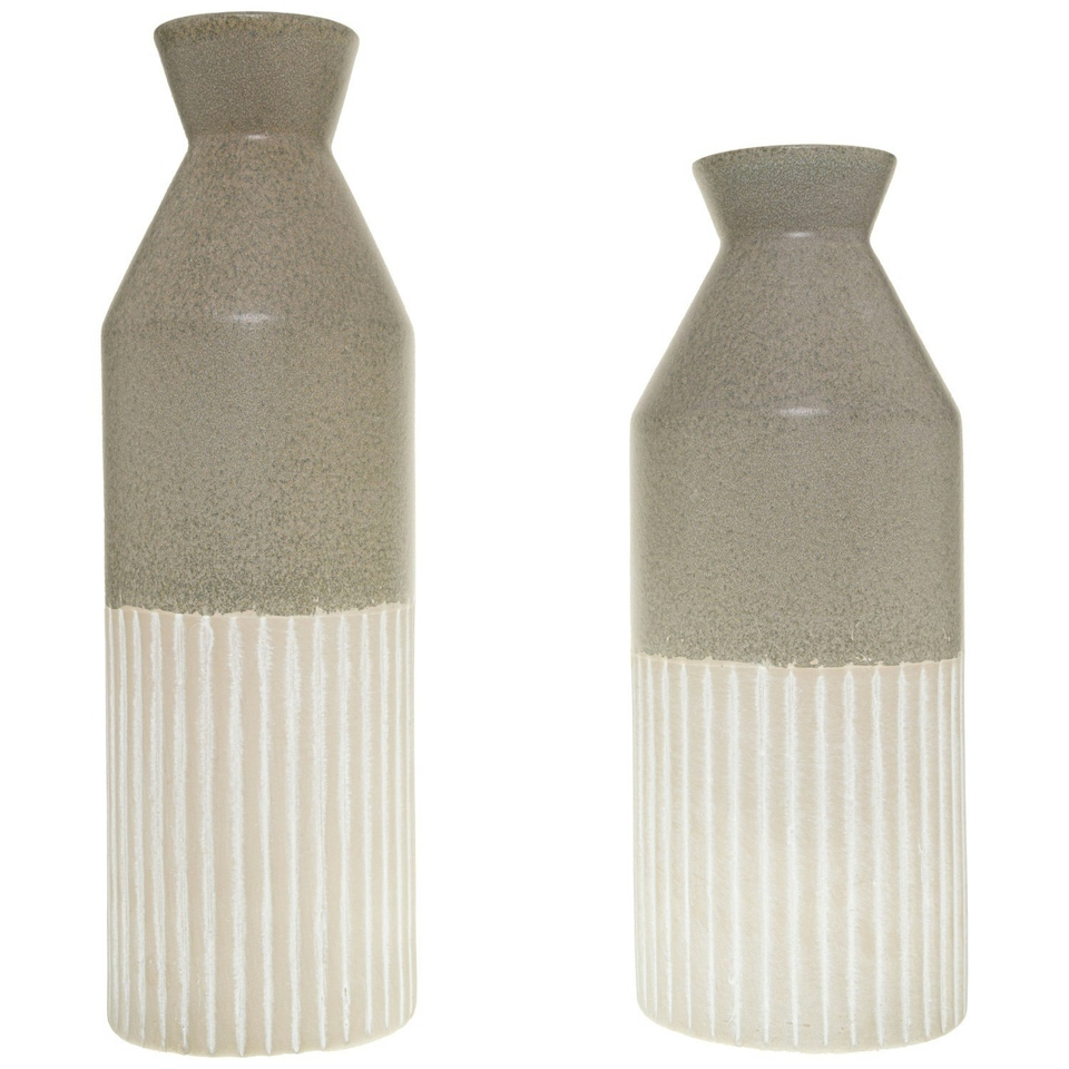 image 1 of Hill Interiors Mason Collection Ellipse Ceramic Tall Vase - Grey - 40cm x 12cm x 12cm