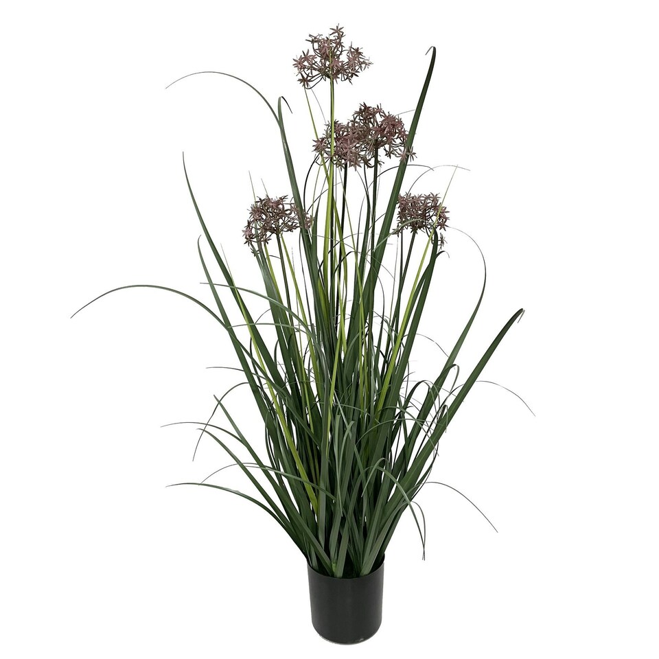 image 1 of 95cm Artificial Grass Plant Potted with Flower Detail