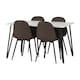 image 2 of Marlow & Athens Indoor Dining Set with 4 Chairs - White Marble - Brown | Brown | White Marble/Brown Faux Leather | 5