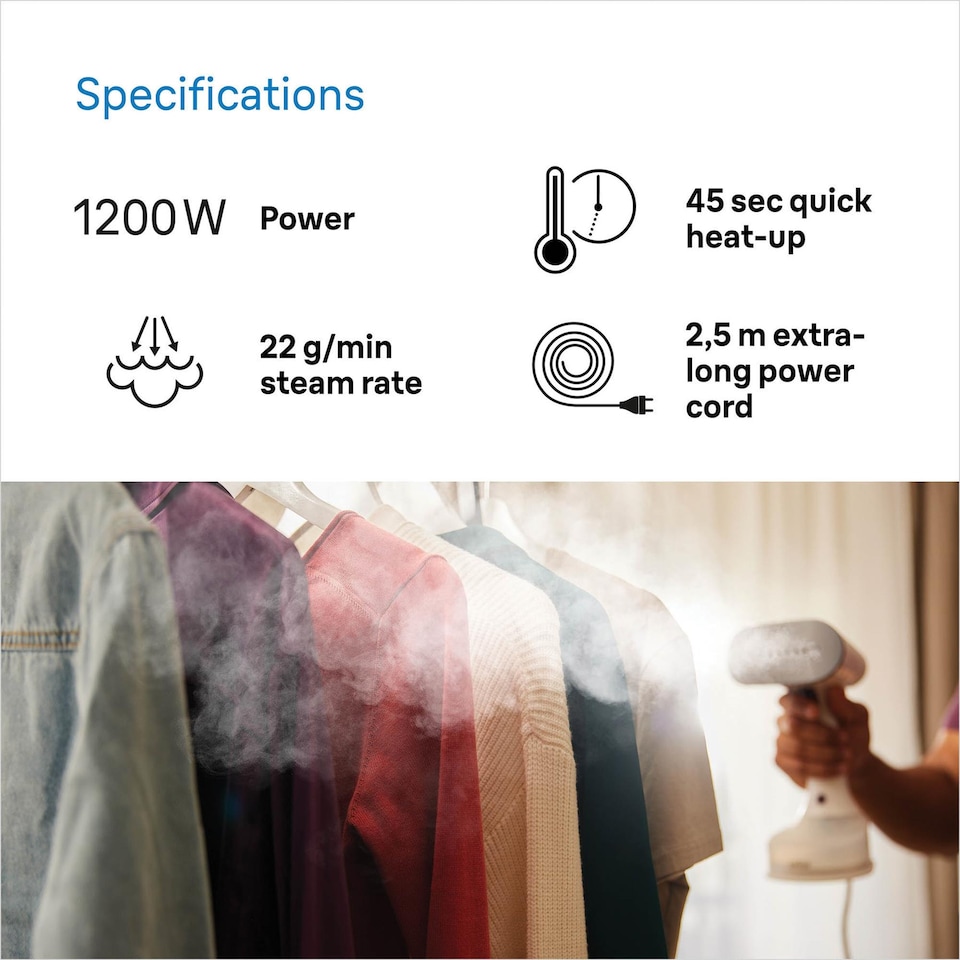 image 1 of Braun QuickStyle 5 Garment Steamer GS5011 - White & Purple