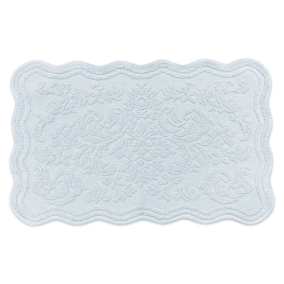 image 1 of Gracie Floral Jacquard Scalloped Bath Mat