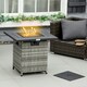 image 2 of Outsunny Fire Pit Table w/ Rain Cover, Mesh Lid & Lava Stone, 40,000 BTU