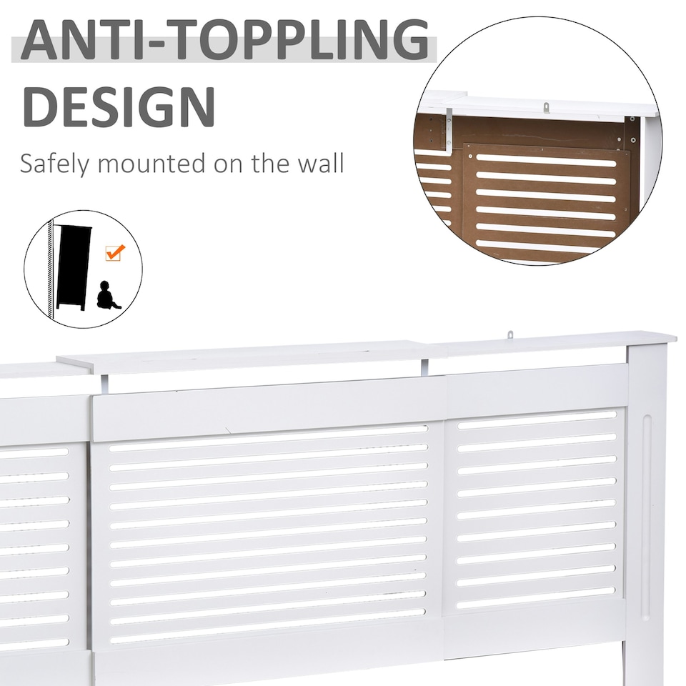 image 1 of HOMCOM Extendable Radiator Cover Cabinet Slatted Design MDF White Home Office