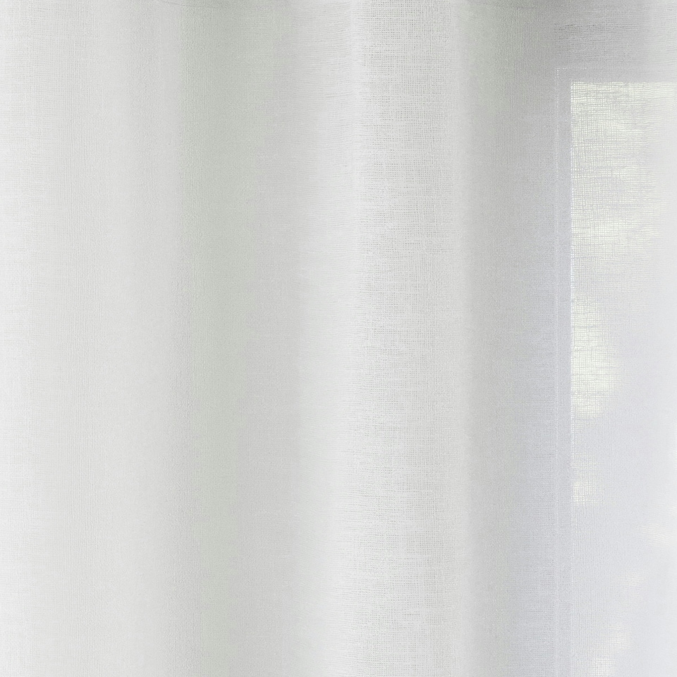 image 1 of Pair of Crete White Linen Look Voile Panels 229 cm (90 inch) Eyelet Panels for Bedroom and Living Room