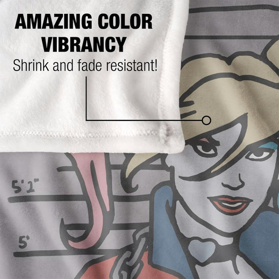 image 1 of Batman Line Up Harley Quinn Blanket - Multicoloured - One Size