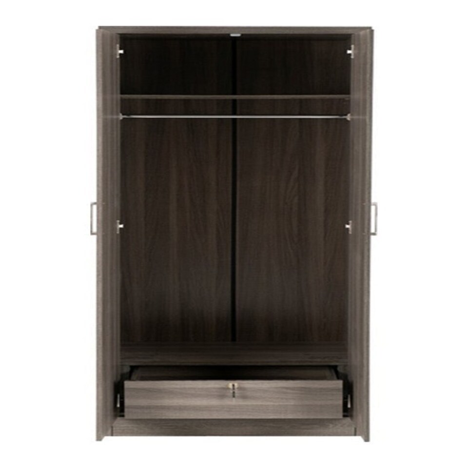 image 1 of Lisbon 2 Door Wardrobe - L53.5 x W81.5 x H187 cm - Black Wood Grain Grey