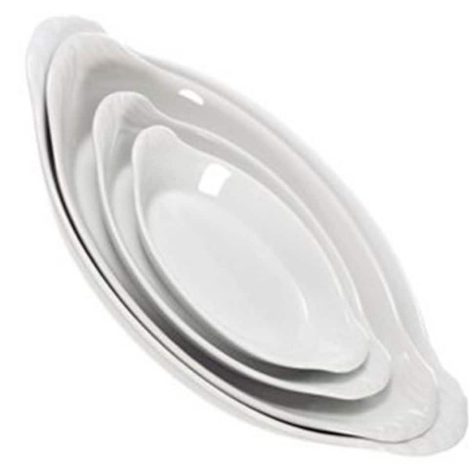 image 1 of Oval Eared Dishes: Apilco Fine White French Porcelain Dishes 25.5cm x 14cm