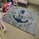 image 4 of Anchor Print on Wood (Rug) Blue | Large: 140x200cm