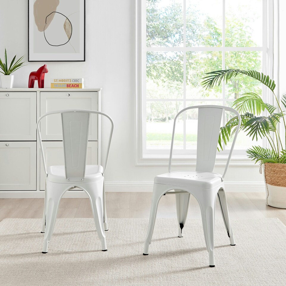 image 1 of Furniturebox 2x Colton 'Tolix' Style White Metal Dining Chairs