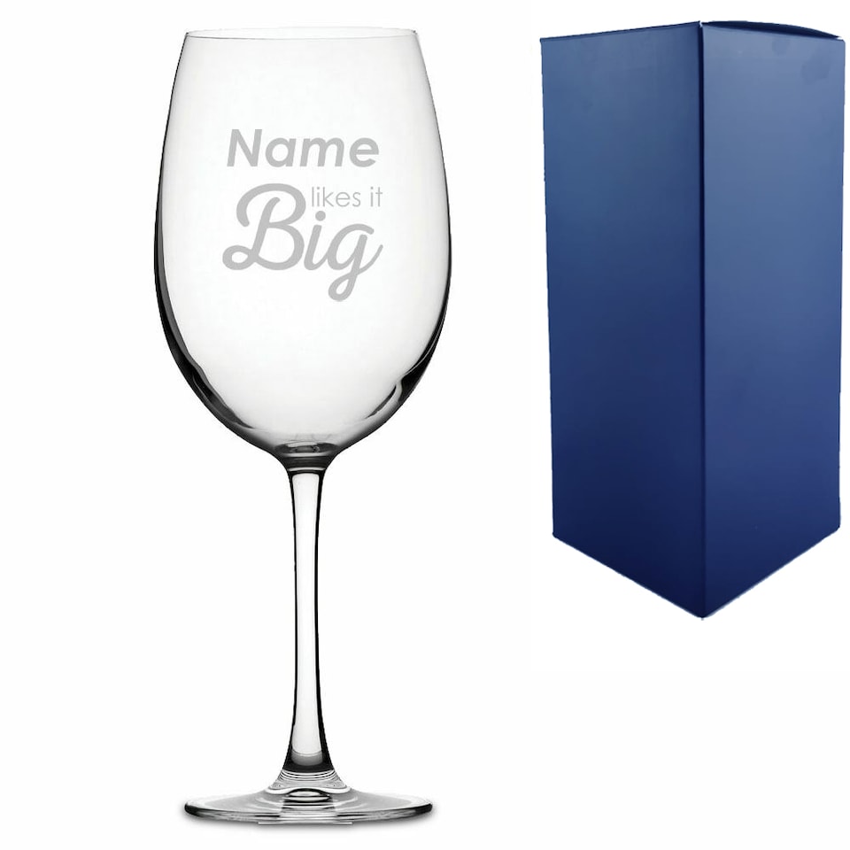 image 1 of Personalised Likes It Big Design Engraved Giant Wine Glass