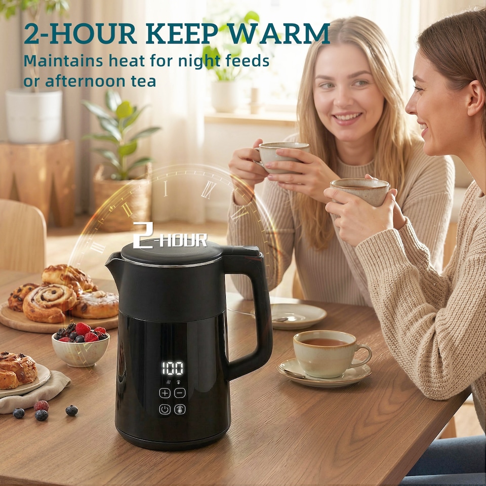 image 1 of HOMCOM 1.7L Fast Boil 3000W Electric Kettle with LED Display