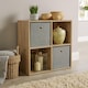 image 2 of Storage Cube 4 Shelf Bookcase Wooden Display Unit Organiser Home | Brown | Oak