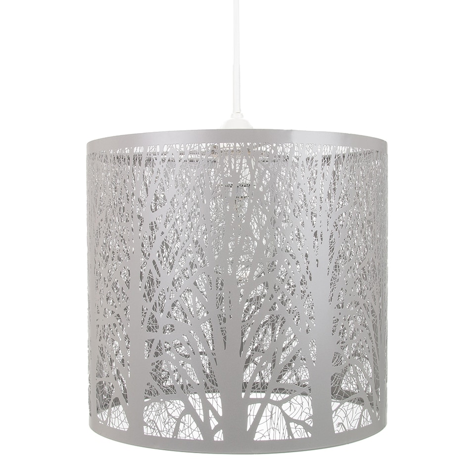 image 1 of Unique and Beautiful Soft Grey Metal Forest Design Ceiling Pendant Shade | Grey