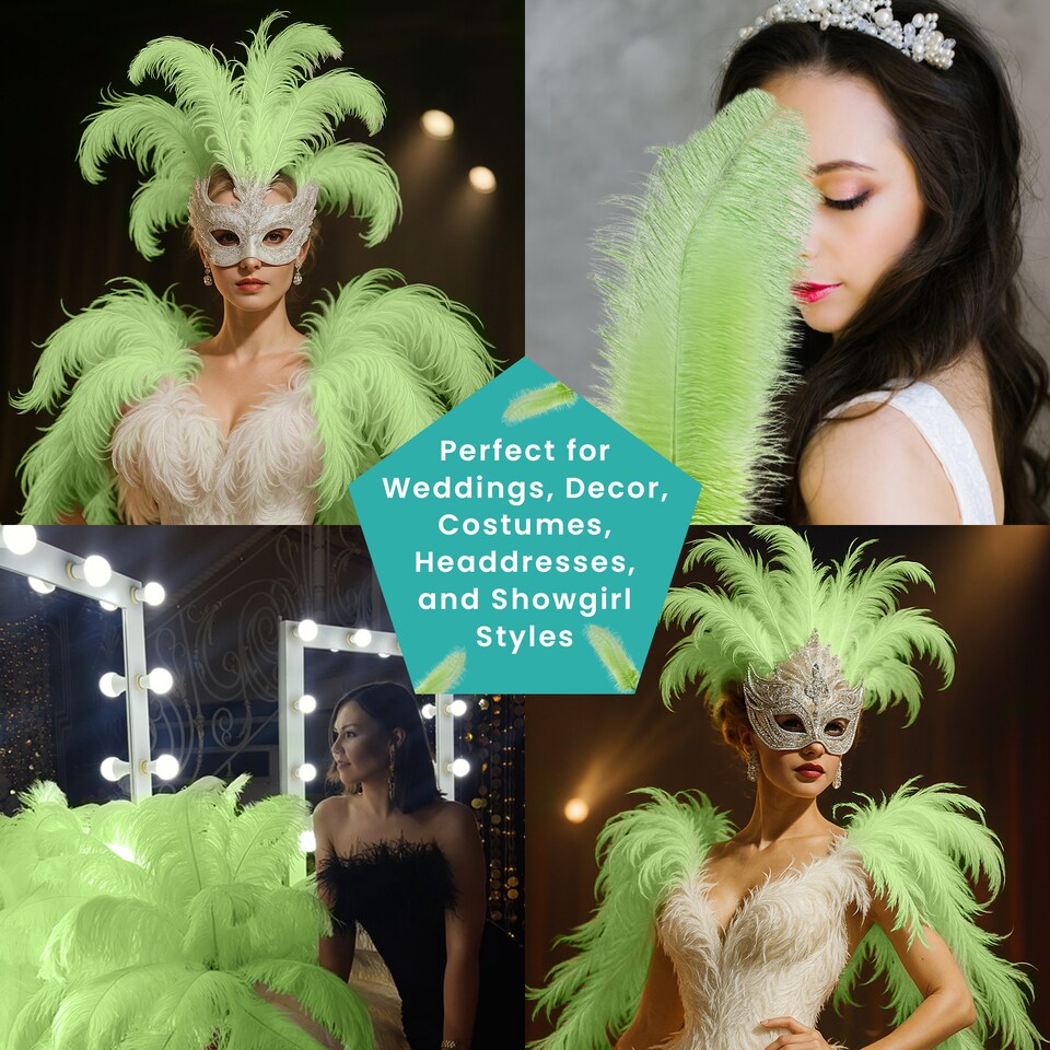 image 1 of 50cm - 60cm Large Ostrich Feathers, Showgirl Spadones - 5pcs