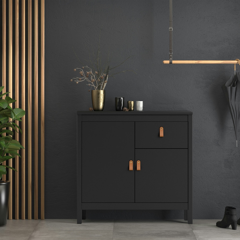 image 1 of Barcelona Sideboard 2 Doors 1 Drawer in Matt Black