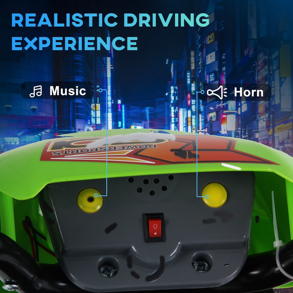 image 1 of HOMCOM 6V Kids Child Electric Motorbike Ride on Motorcycle Scooter Children Toy Gift for 3-6 Years (Green)