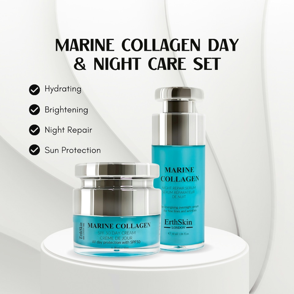 image 1 of Marine Collagen Spf50 Day Cream 50ml + Marine Collagen Night Repair Serum 30ml