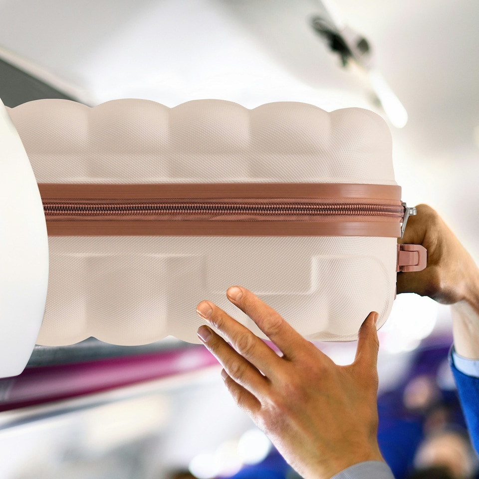 image 1 of Flight Knight Bubble Suitcase - Ryanair easyJet Jet2 Approved - 8 Wheel Carry Cabin Hardcase 55x35x20cm Cream | Cream | Cabin Bag